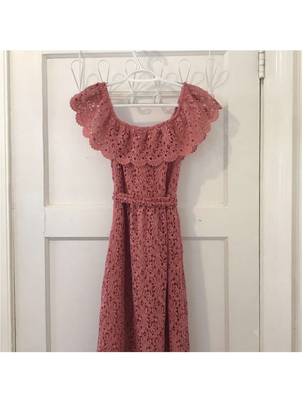 NA-KD Lace Off Shoulder Maxi Dress Dusty Rose Boho Romantic EU 40 Medium - Picture 11 of 13